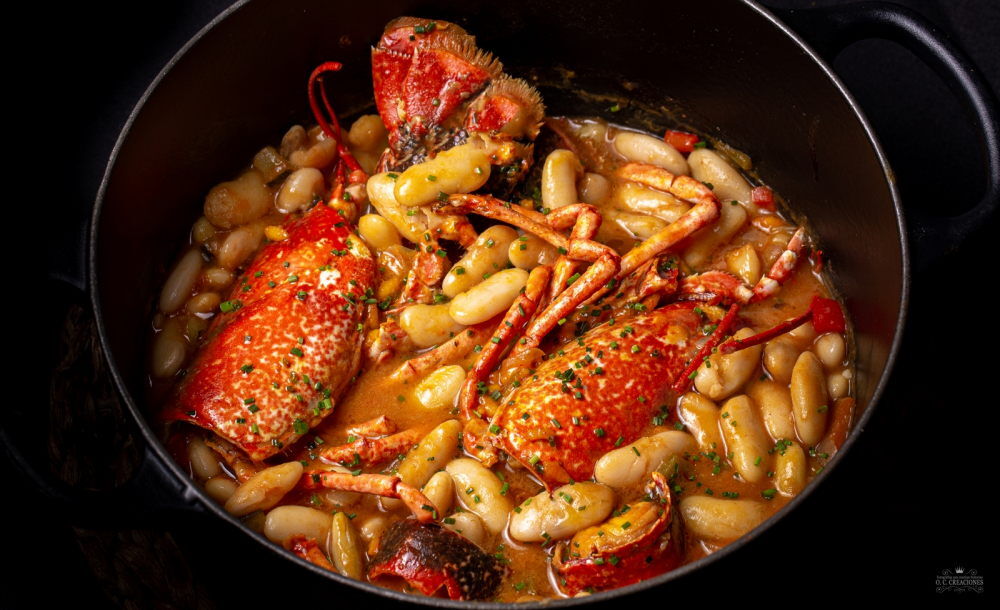 Fabes (Asturian beans) with Lobster